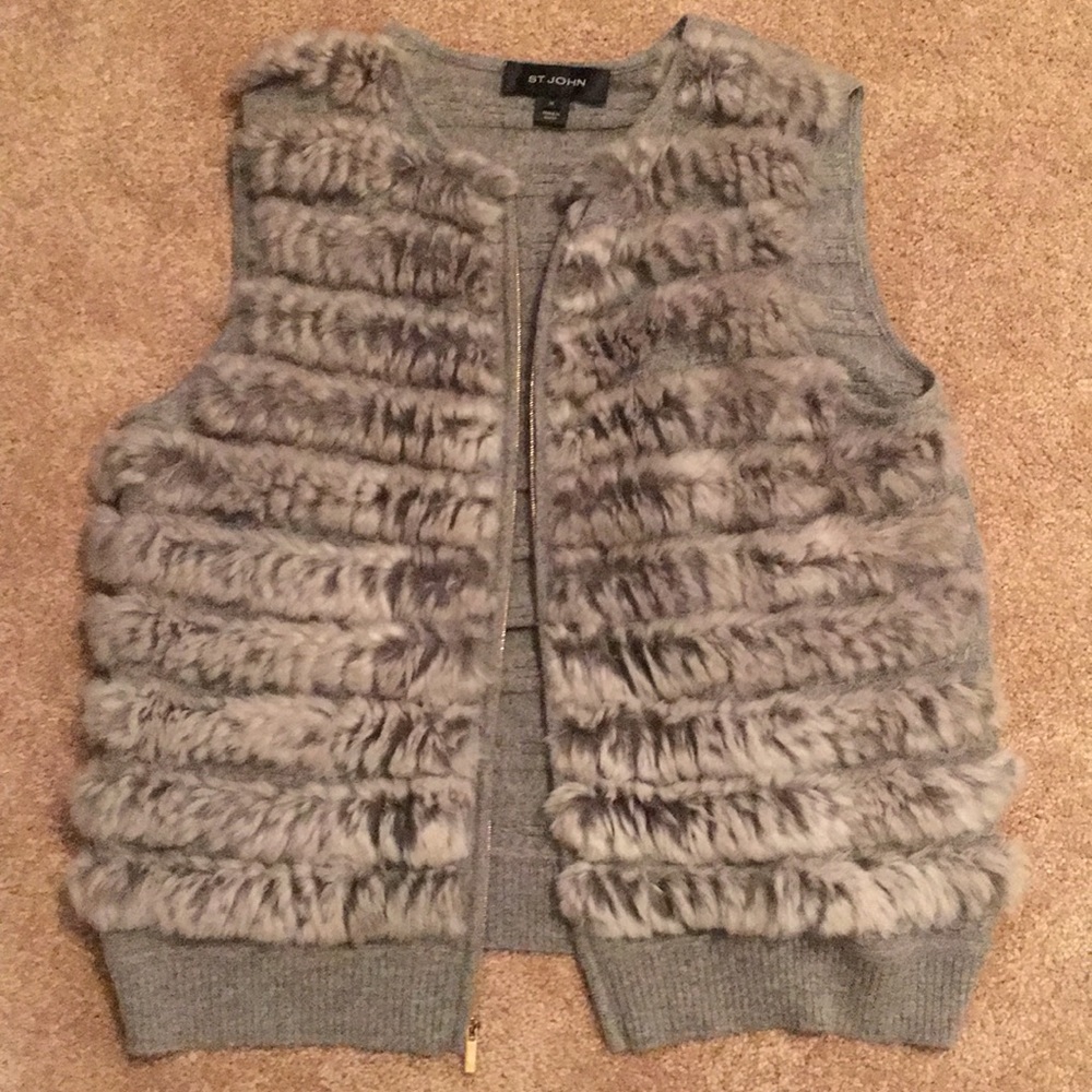 St. John 100% natural rabbit fur vest